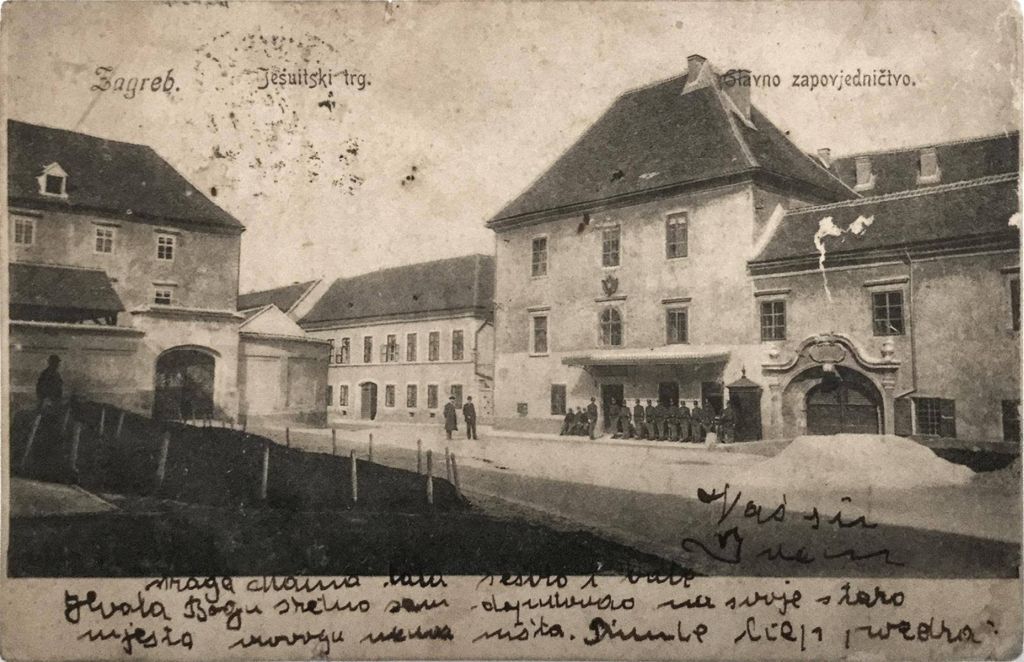 Jezuitski trg 1911. godine. Glavno zapovjedničtvo XIII zbora